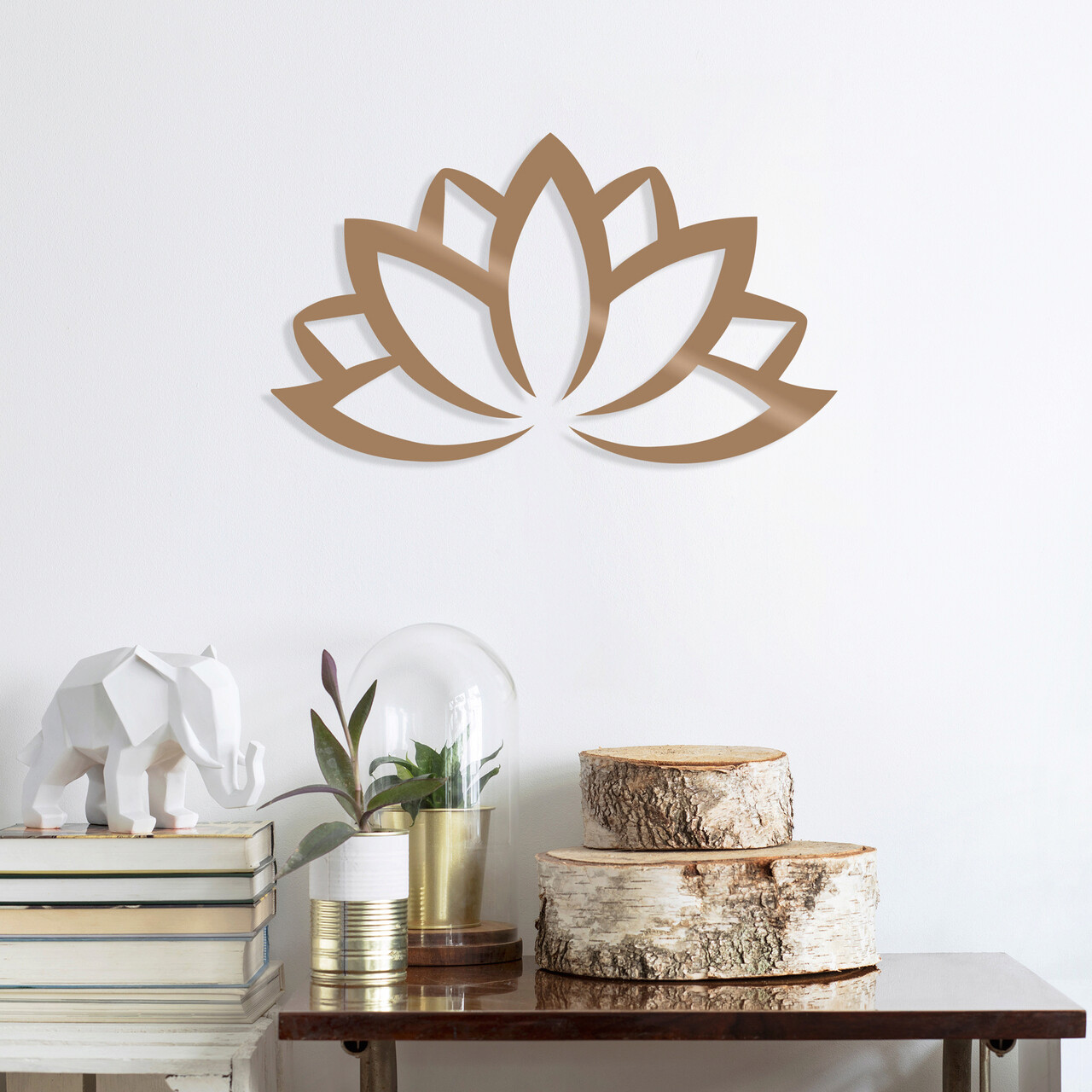 Decoratiune de perete, Lotus Flower 2, Dimensiune: 60 x 35 cm, Cupru - imagine 4